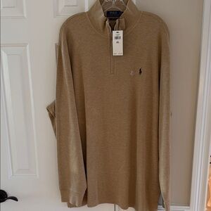 NWT POLO Ralph Lauren Classic Men's Beige Long Sleeve pullover Shirt Sz XXL